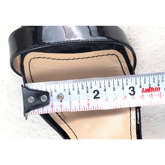 Manolo Blahnik Chaos Black Patent Leather Ankle Strap Heels Sandals 39.5 Italy - Picture 13 of 14